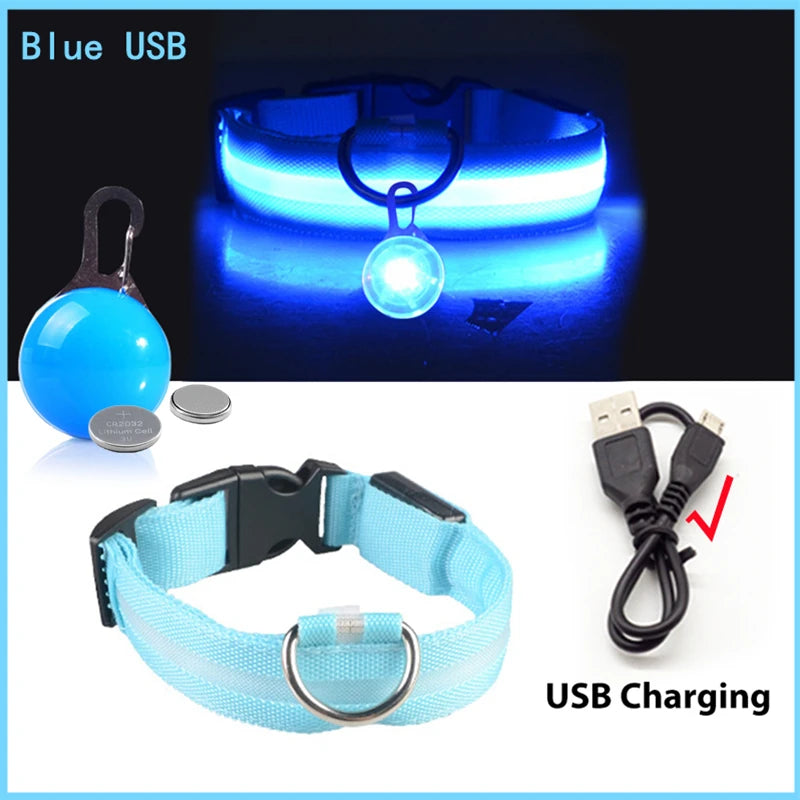 COOYOMOO USB Charging Glowing Dog Collar With Pendant LED Light