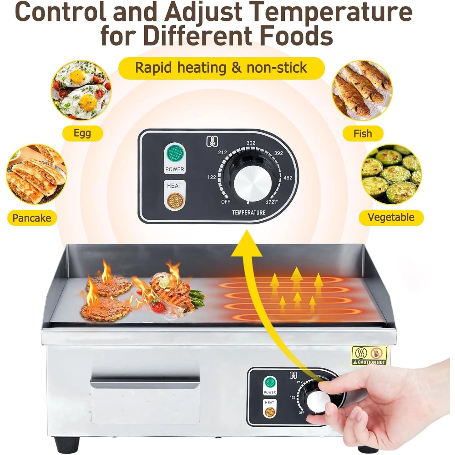 Acekool Electric Grill 3000W Countertop Teppanyaki Plate 110V