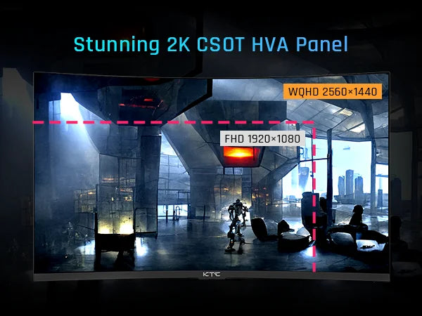 KTC Curved Gaming Monitor 180Hz 2K QHD HDR10 FreeSync GSync