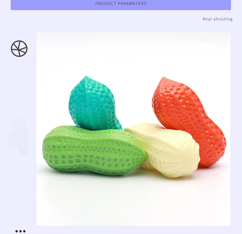 Dog Peanut Shaped Chew Toy Squeaker Rubber Teething Toy