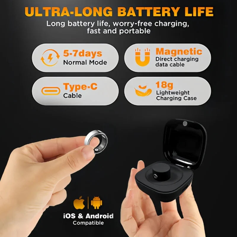 Casatelier Wearable Smart Ring IP68 Waterproof SpO2 Heart Rate Monitor