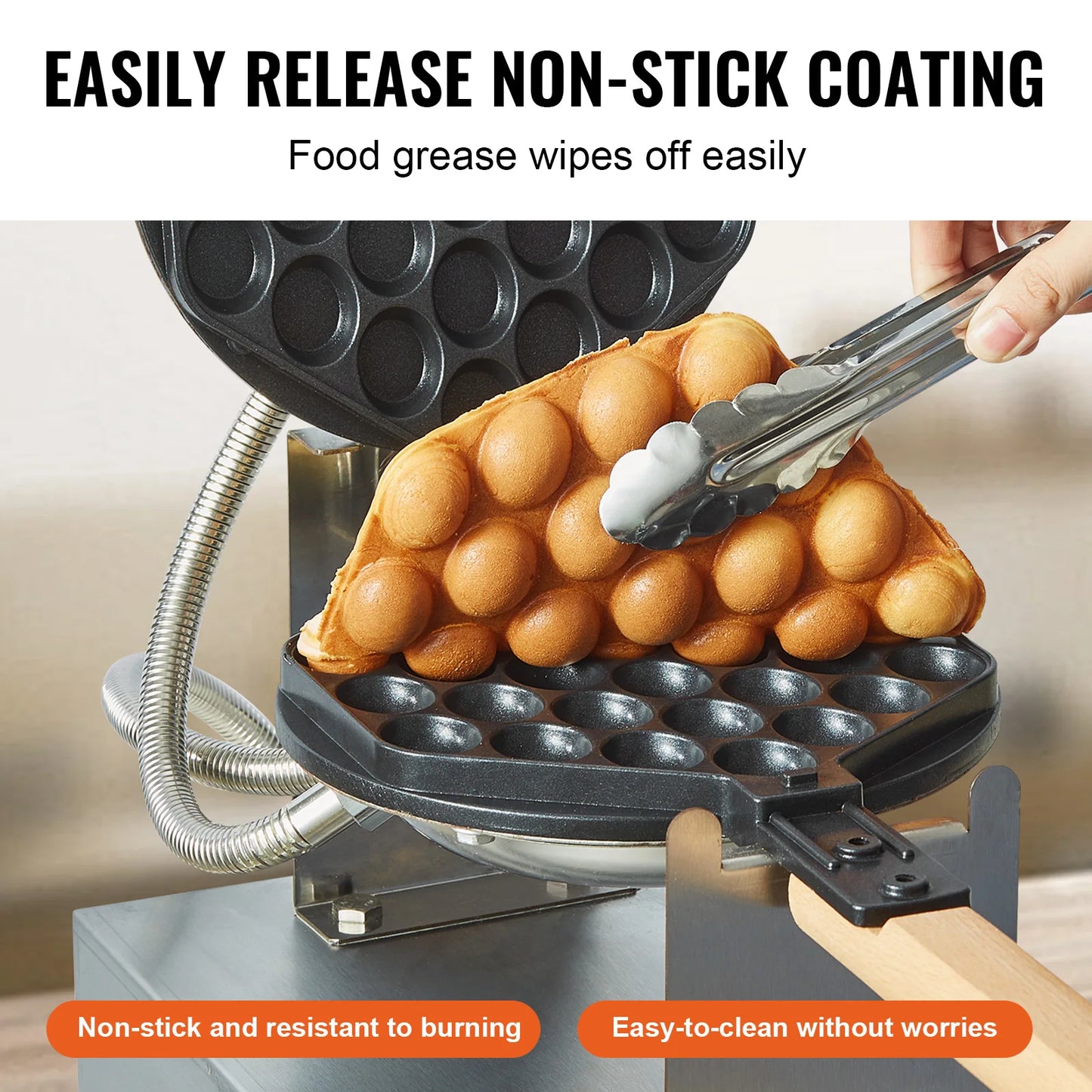 SucceBuy Commercial Egg Bubble Waffle Maker With Nonstick Surface