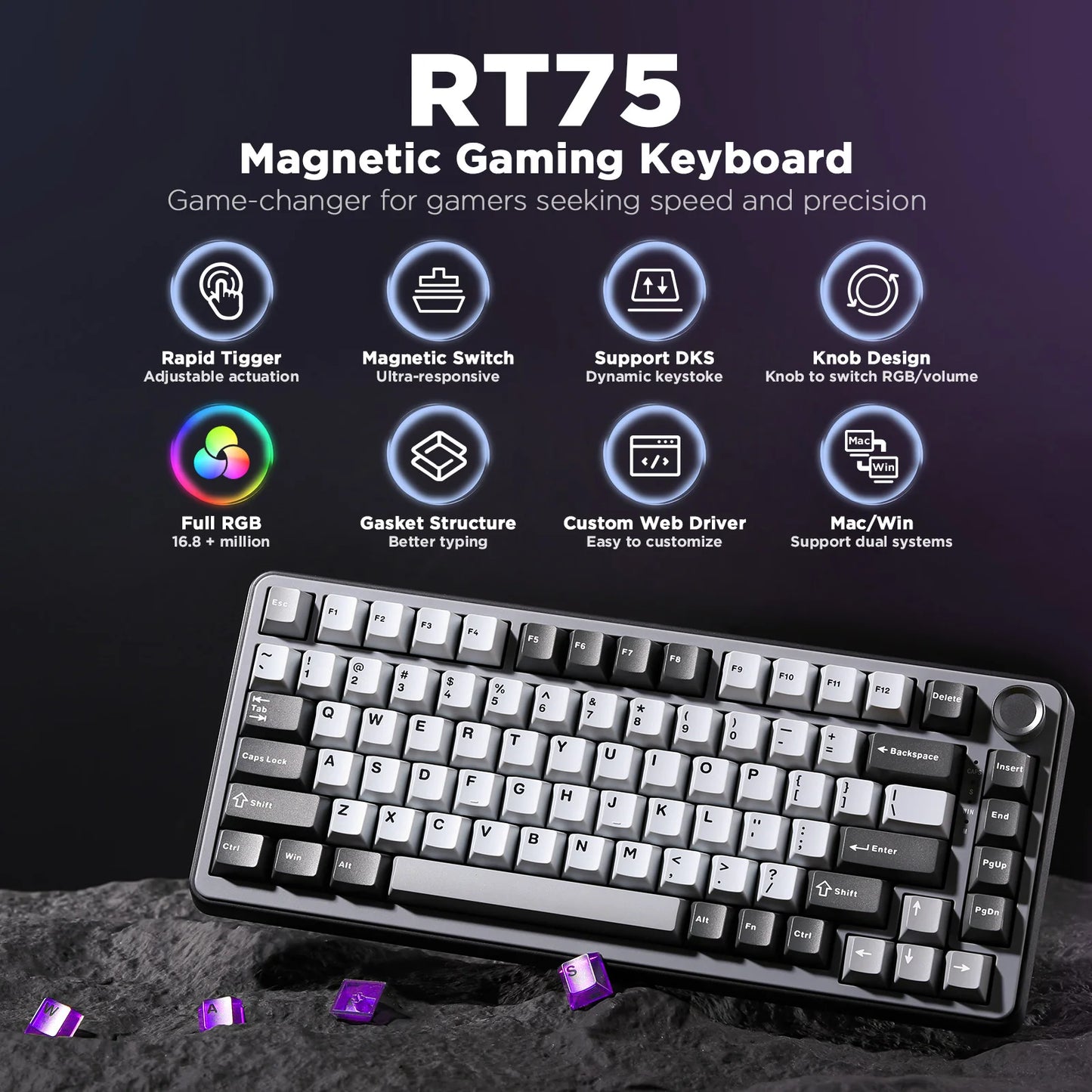 YUNZII RT75 Rapid Trigger USB Mechanical Gaming Keyboard