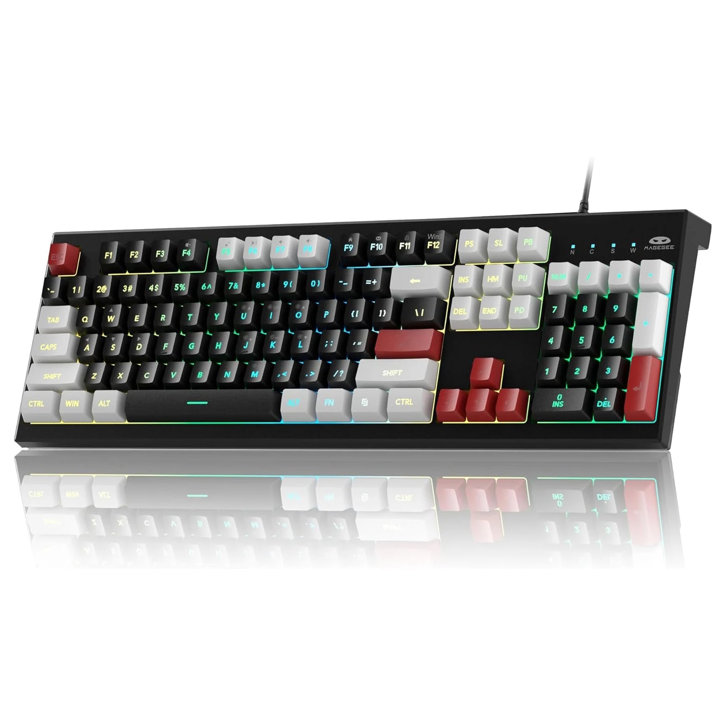 MageGee K2 Classic Keyboard Wired RGB Backlit 104 Keys