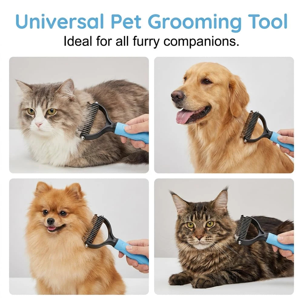 2-In-1 Dematting Comb For Dogs And Cats Deshedding Brush Tool