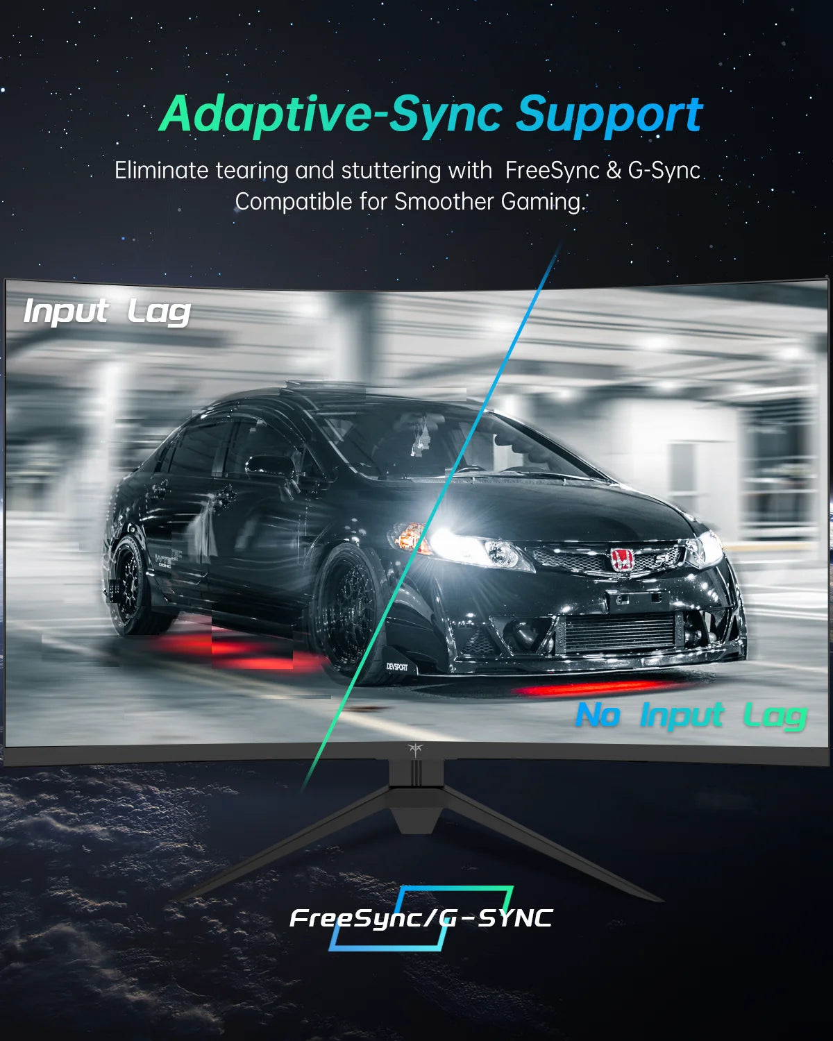 KTC Curved Gaming Monitor 180Hz 2K QHD HDR10 FreeSync GSync