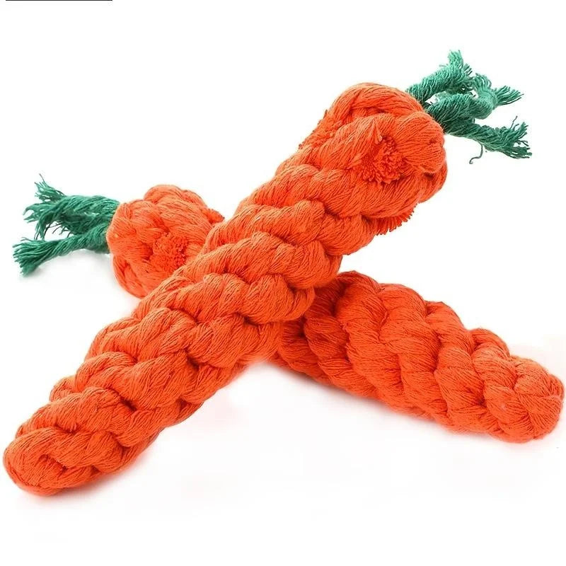 Pet Knot Carrot Shape Cotton Rope Chew Toy For Pets
