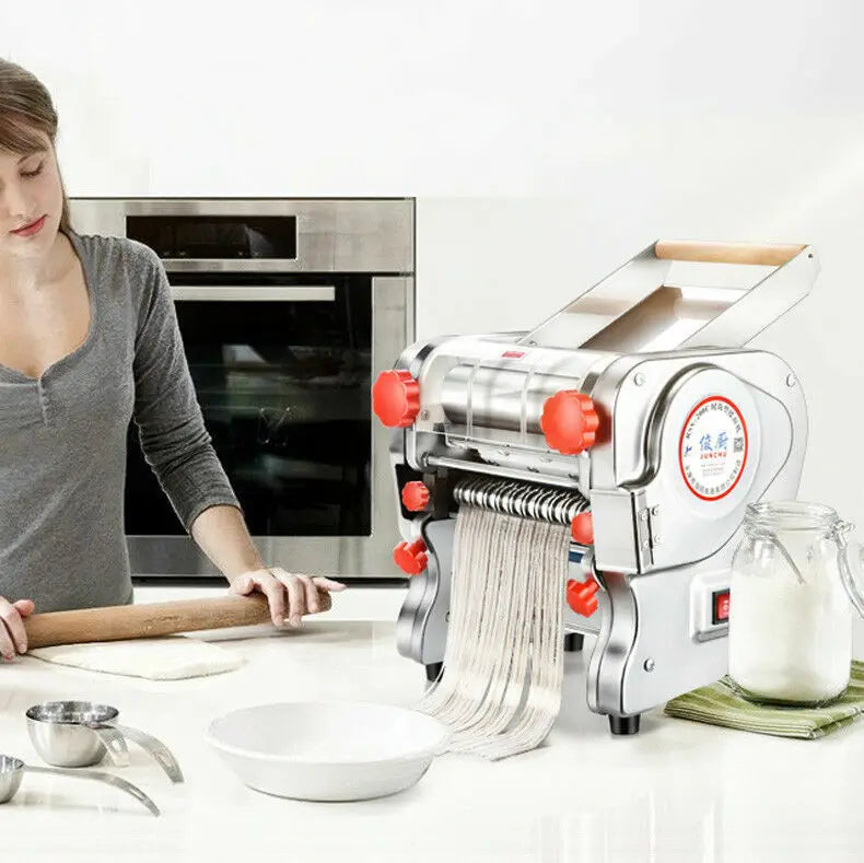 550W Electric Pasta Maker Noodle Machine Dual Knife Stainless Steel