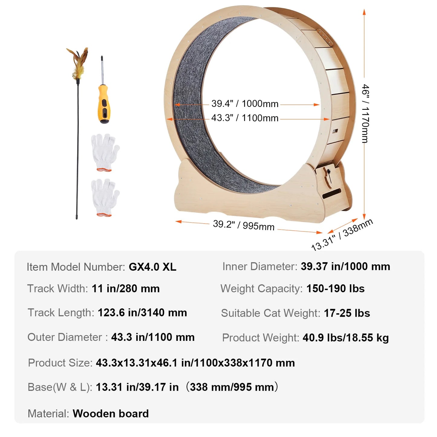 SucceBuy Wooden Cat Exercise Wheel For Indoor Cats And Training