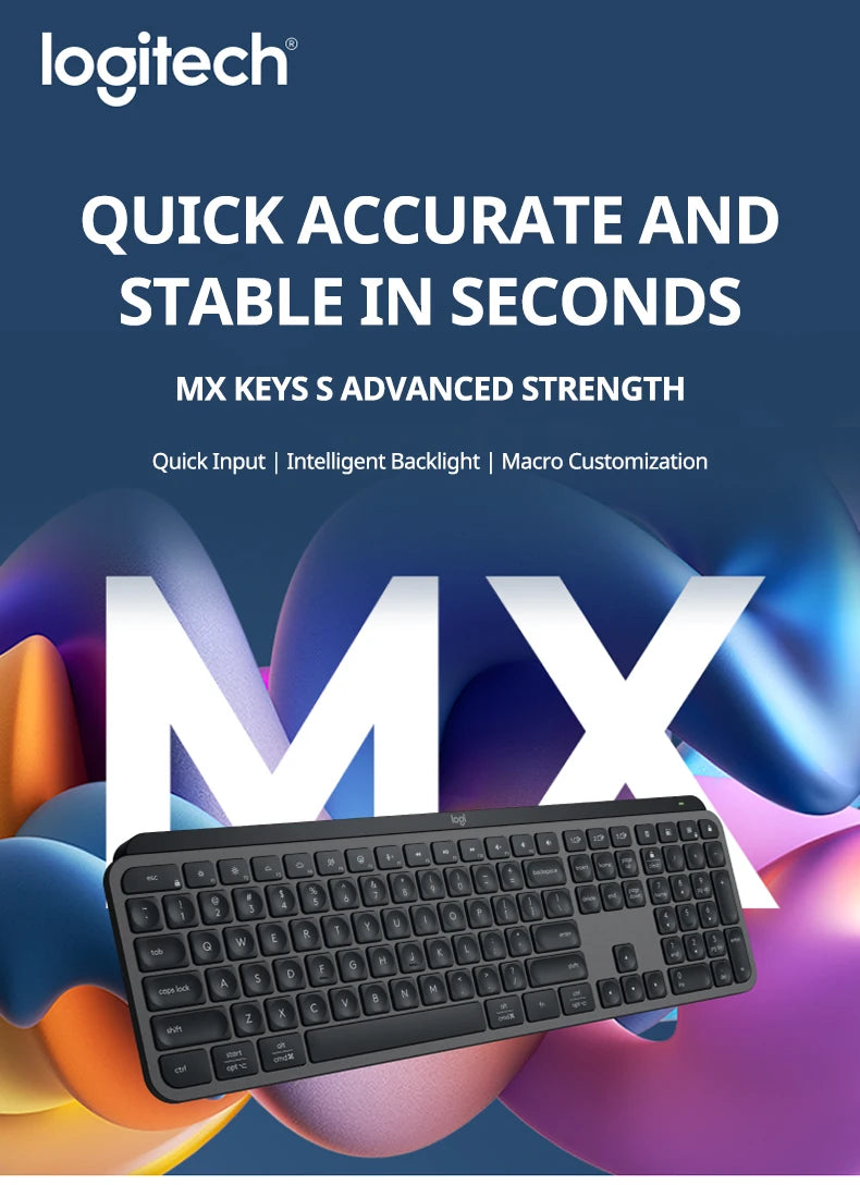 Logitech MX Keys S Wireless Bluetooth Keyboard Multi-Device Connection Backlit
