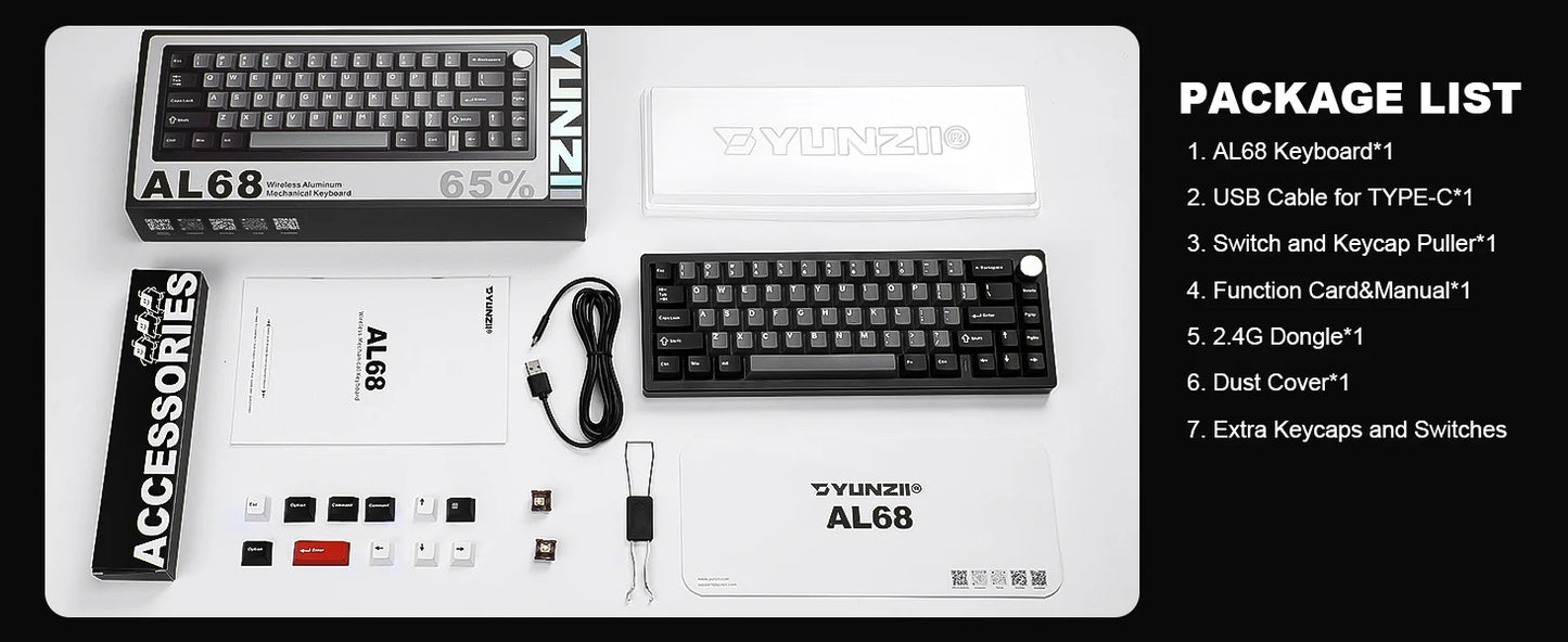 YUNZII AL68 Wireless Mechanical Keyboard With Knob QMK VIA