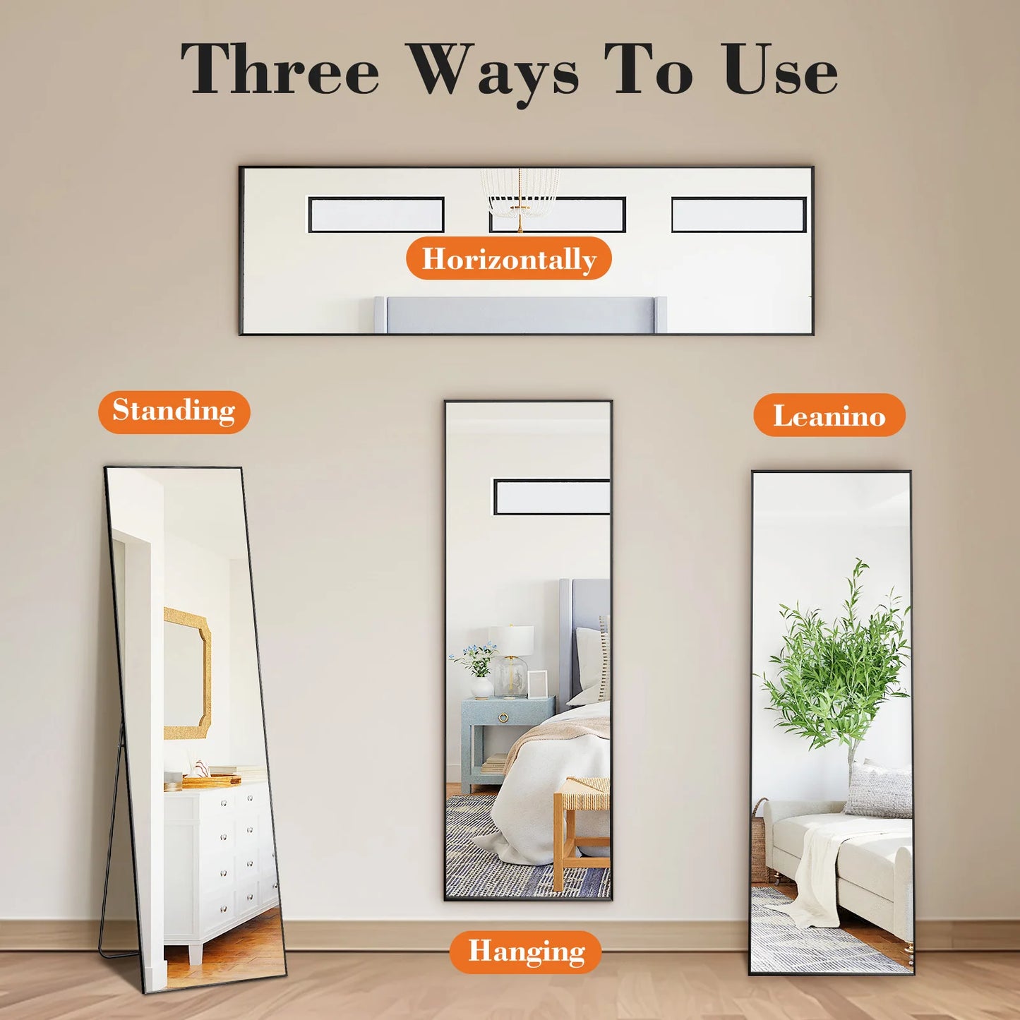JHK Body Wall Mirror With Aluminum Frame For Living Room