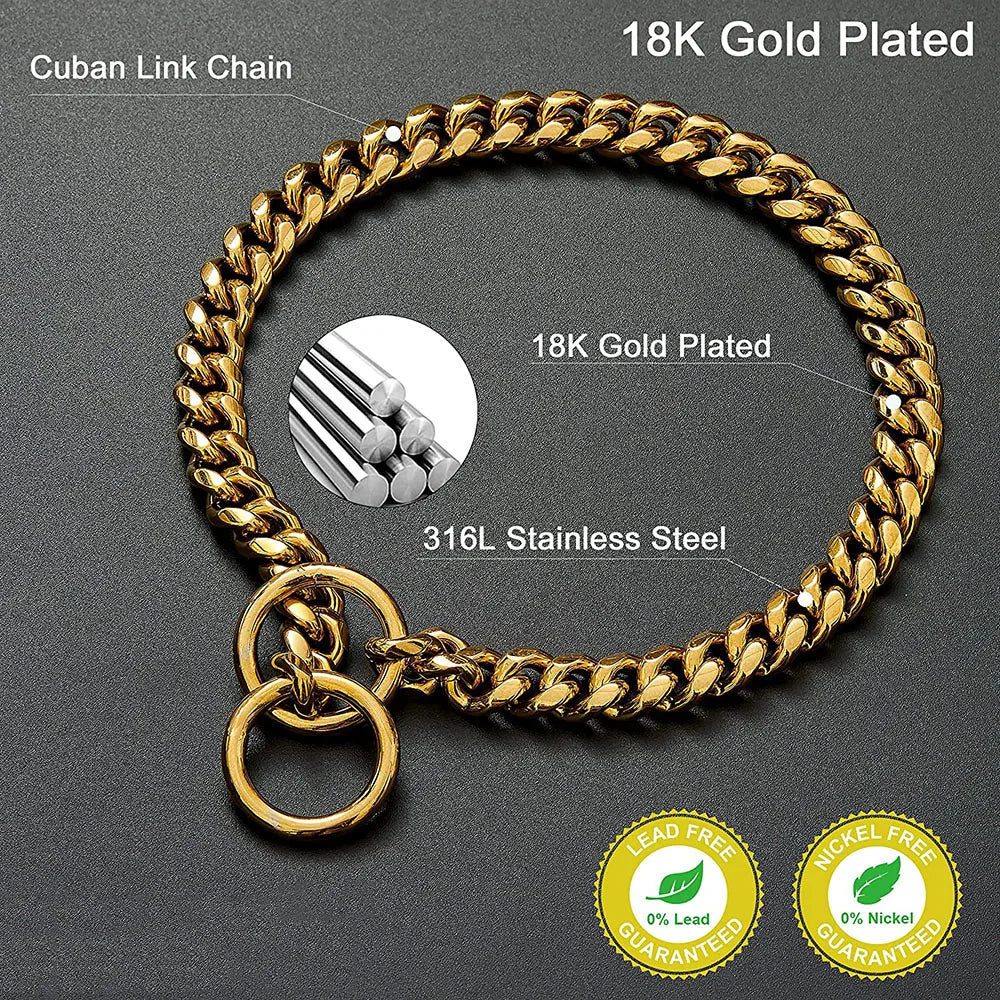 Stainless Steel Chain Collar For Dogs Cuban Link Training