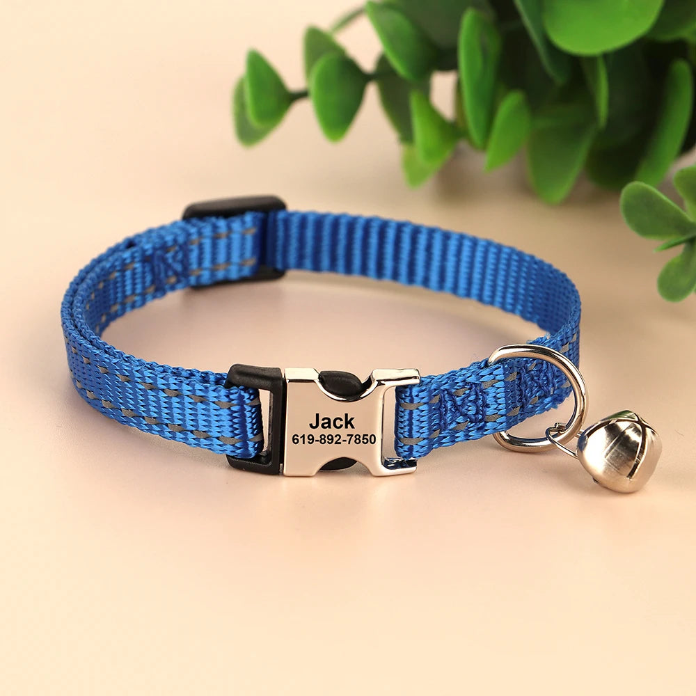 Personalized Cat And Small Dog Adjustable Collar With Engraved Name