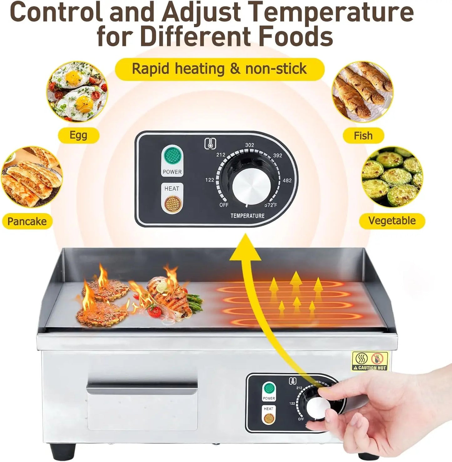 Acekool Electric Grill 3000W Countertop Teppanyaki Plate 110V