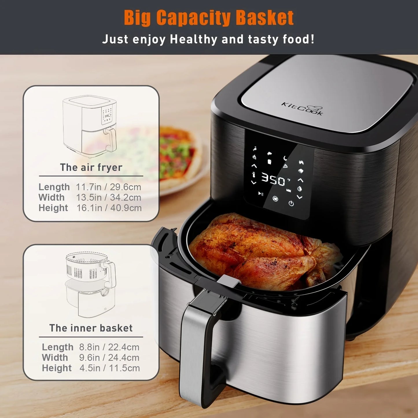 KitCook Air Fryer 1500W With Digital Touch Screen And Presets