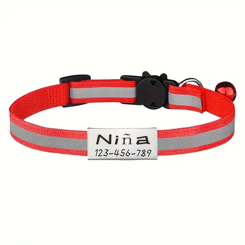 Personalized Reflective Cat Safety Collar Adjustable With Engraved ID