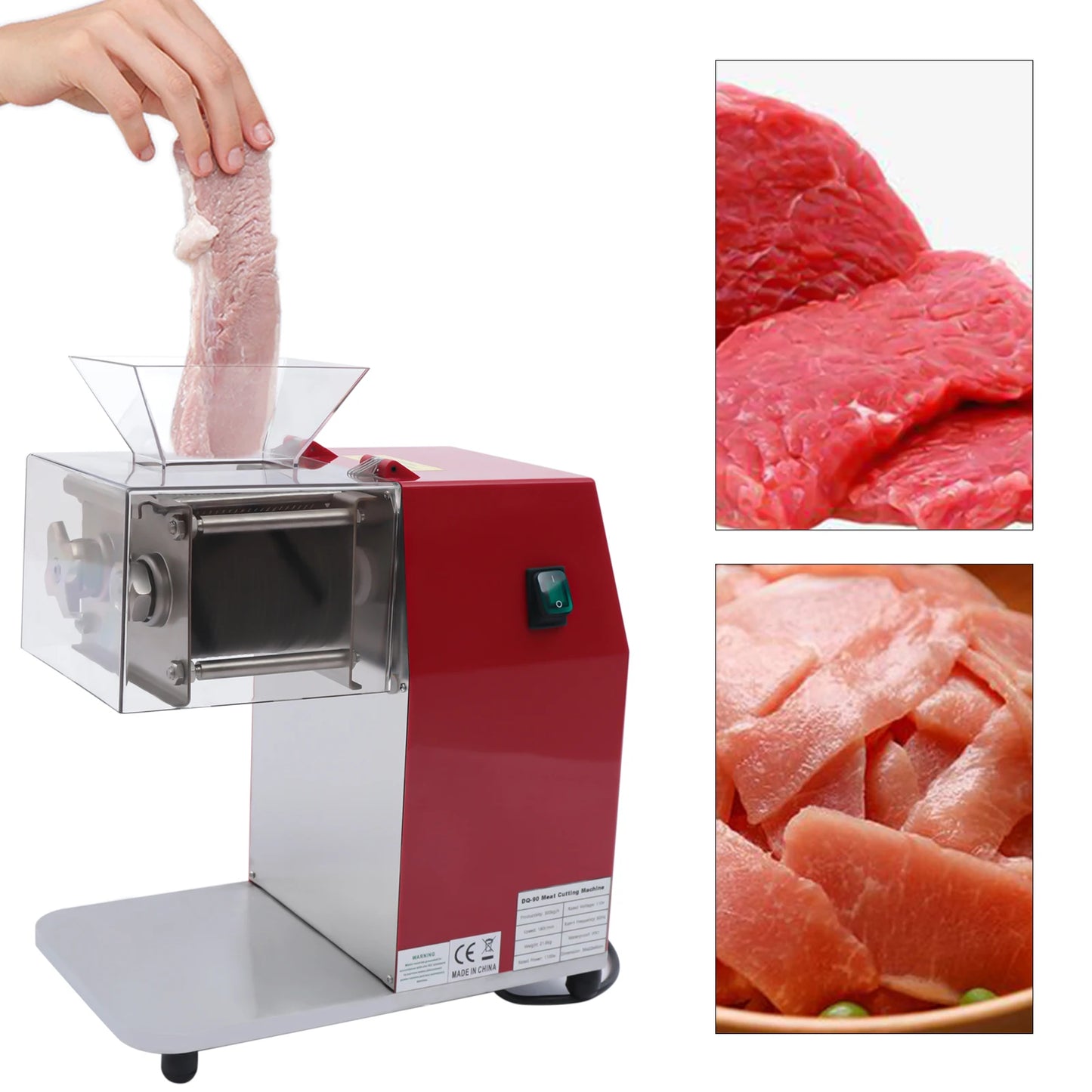 Bymaocar 1100W Electric Meat Cutting Machine Stainless Steel Vertical Grinder