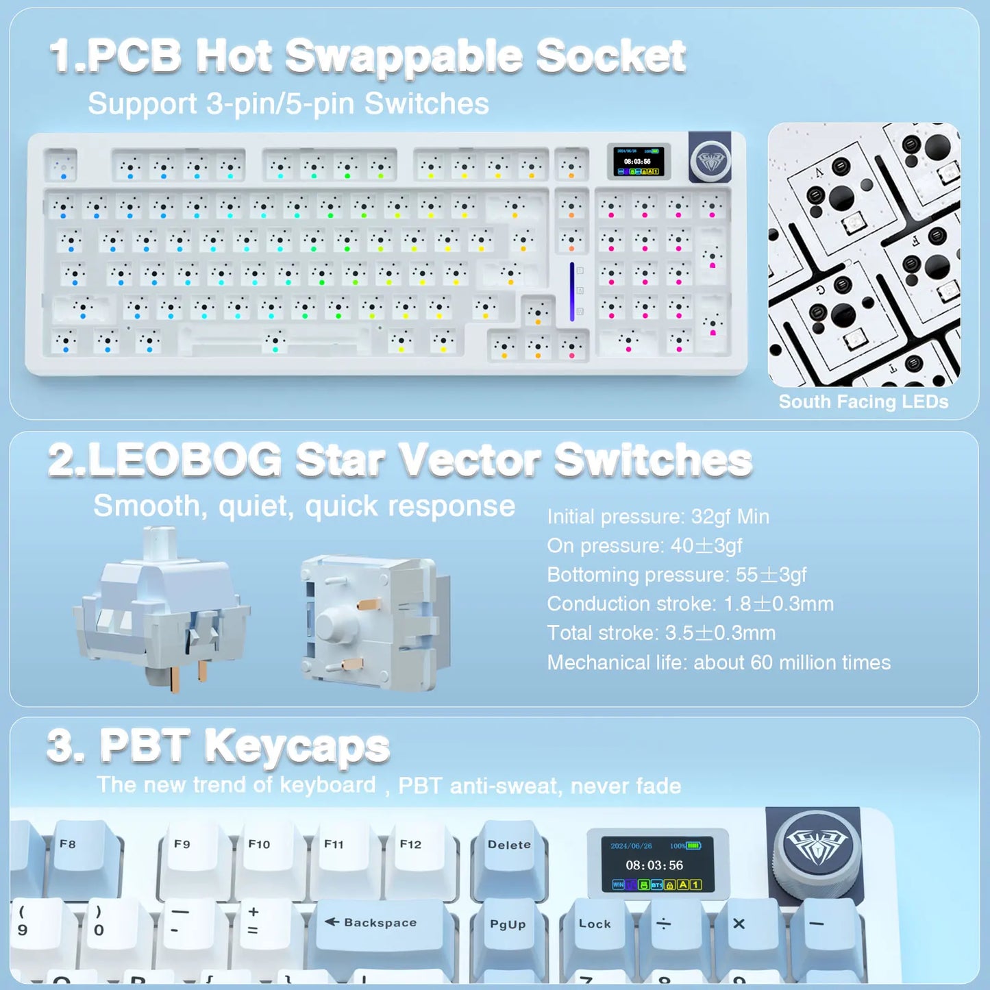 AULA S98pro Wireless Mechanical Keyboard With Gasket Hot Swap