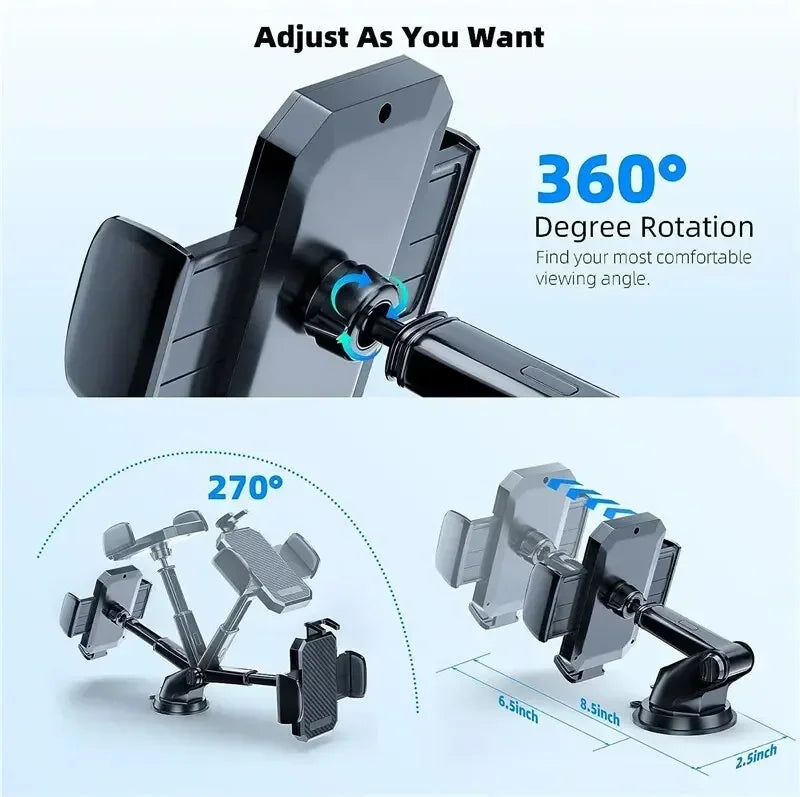 Universal 360 Degree Car Phone Holder With Strong Suction Cup