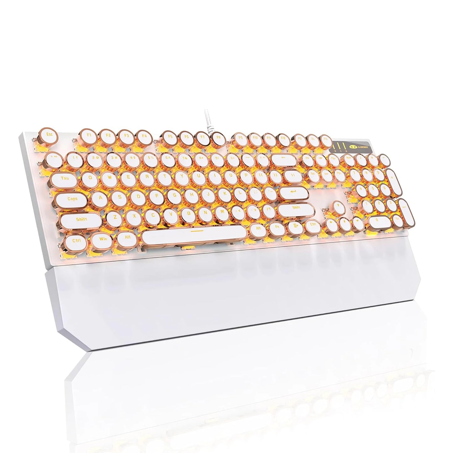 MageGee Typewriter Mechanical Gaming Keyboard Retro Round Keycaps