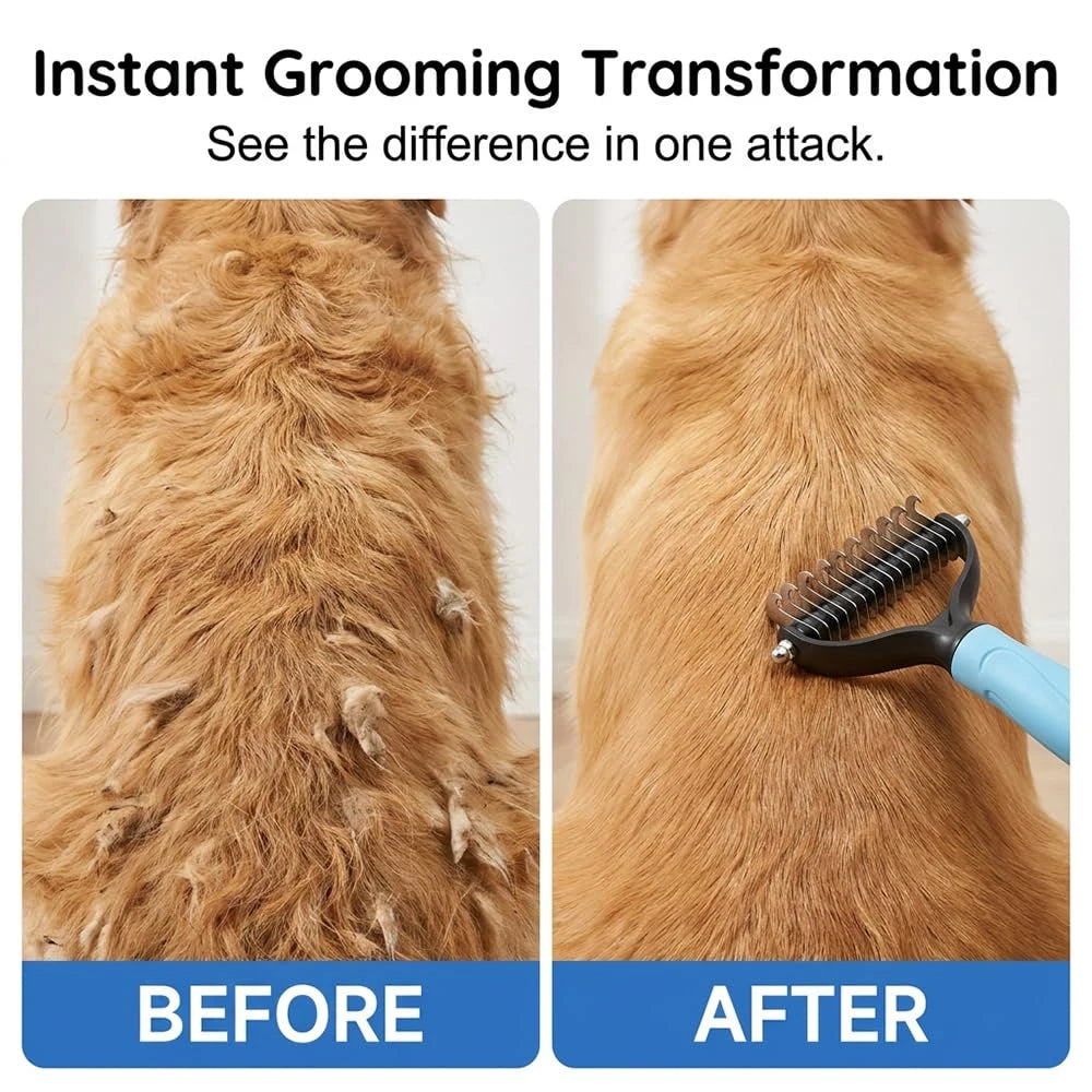 2-In-1 Dematting Comb For Dogs And Cats Deshedding Brush Tool