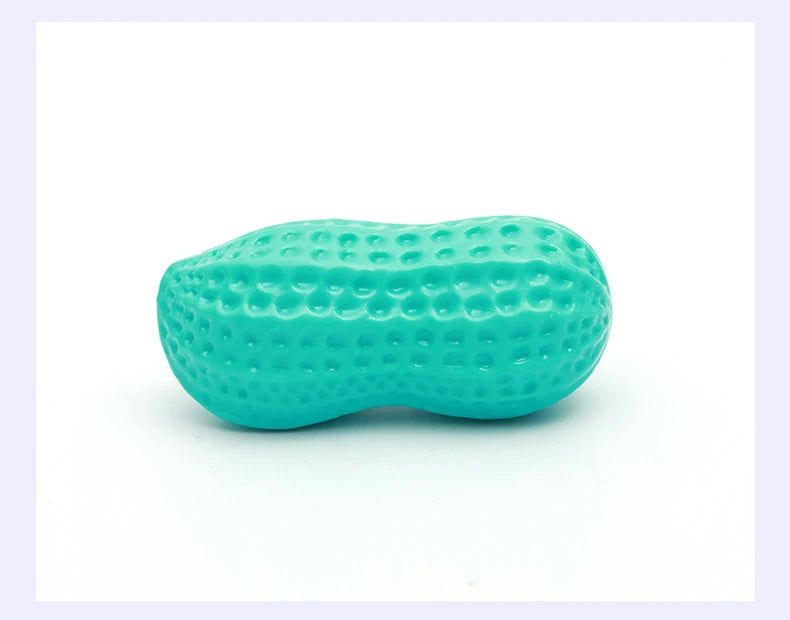Dog Peanut Shaped Chew Toy Squeaker Rubber Teething Toy