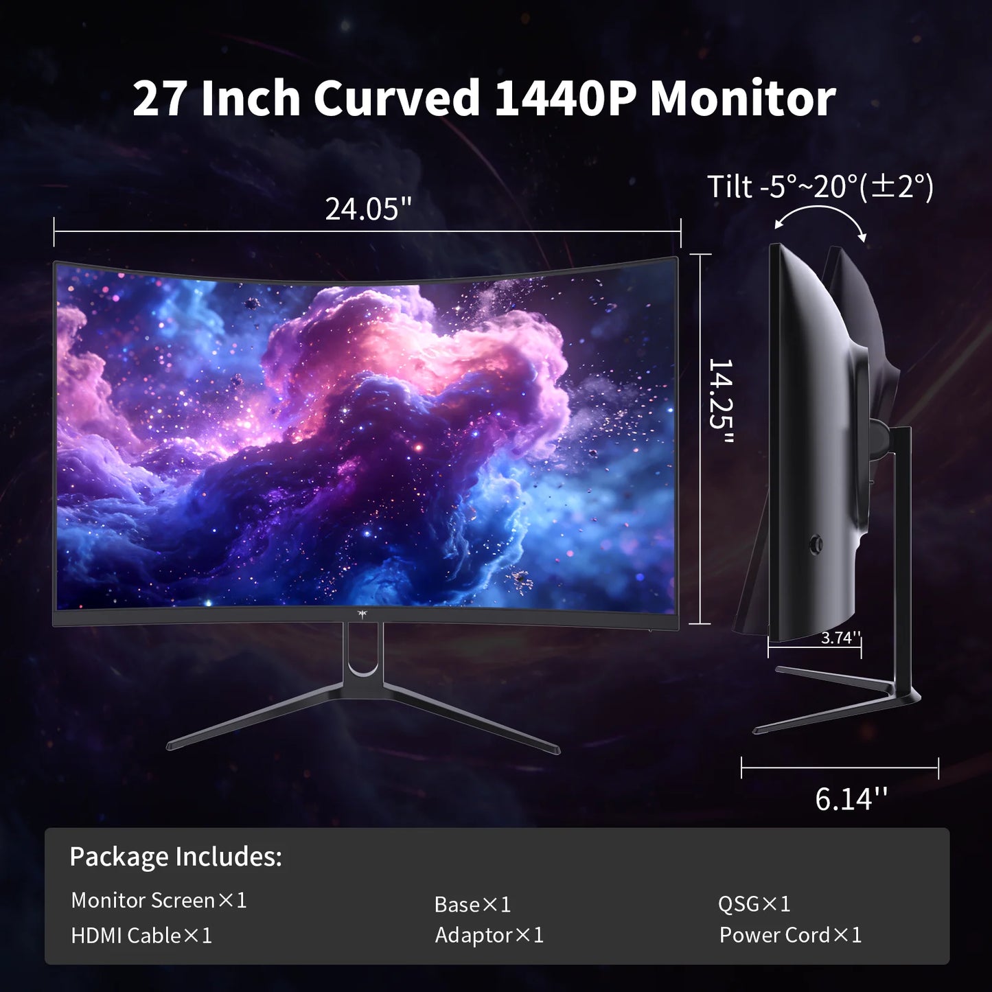 KTC H27S5C Curved Gaming Monitor HDR400 144Hz Adaptive Sync