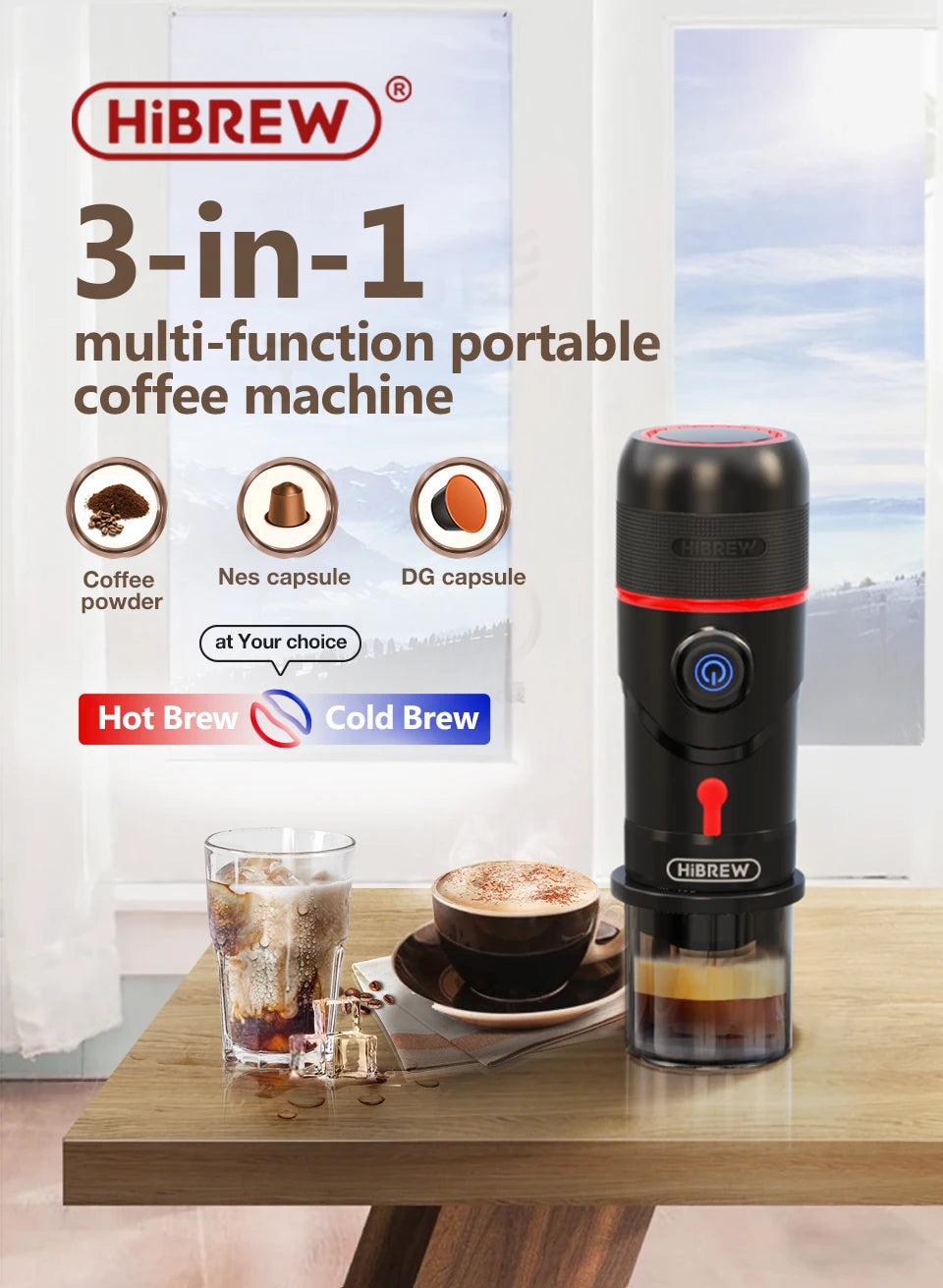 HiBREW Portable DC12V Espresso Coffee Maker For Car And Home