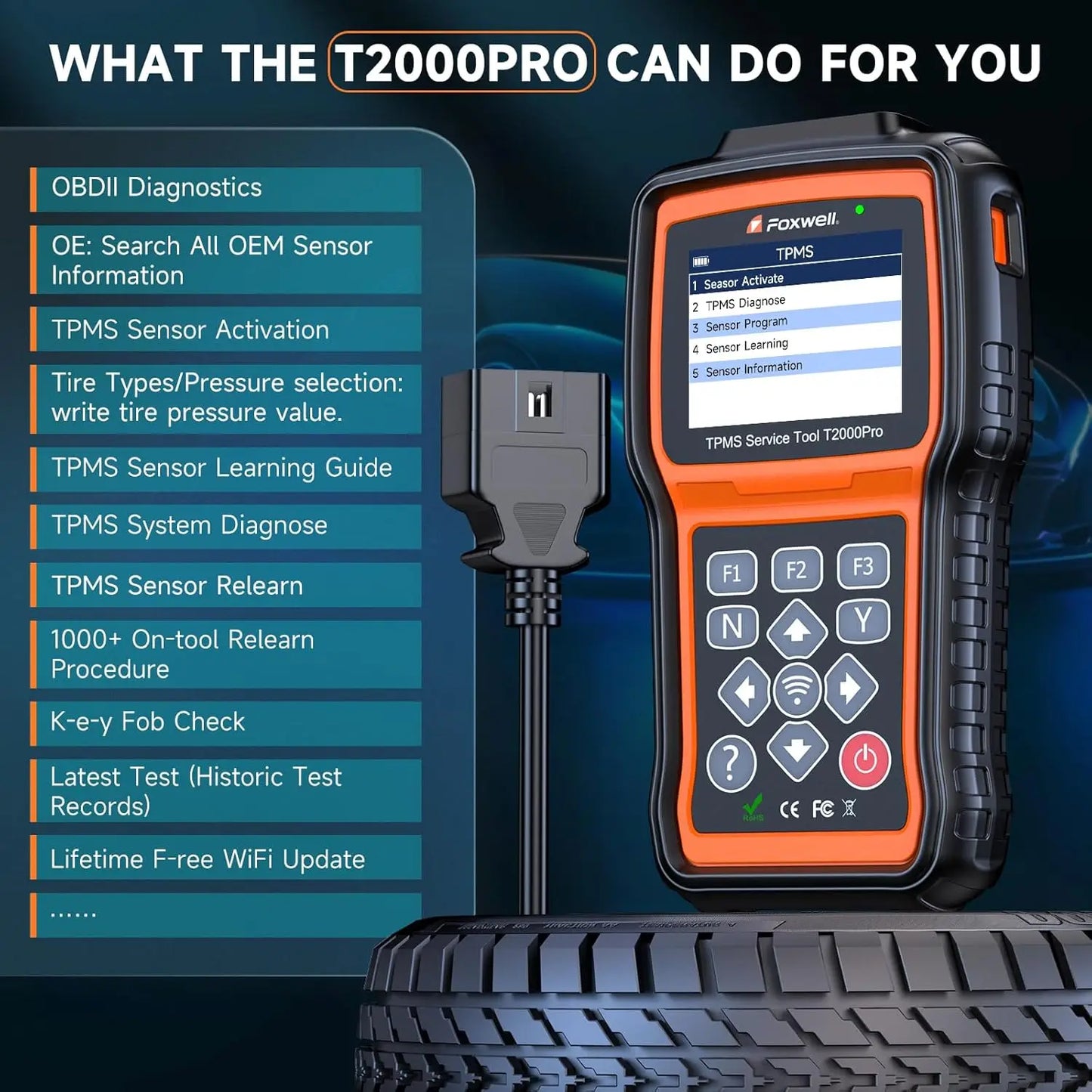 Foxwell T2000 Pro TPMS Relearn Tool For Auto Diagnostics