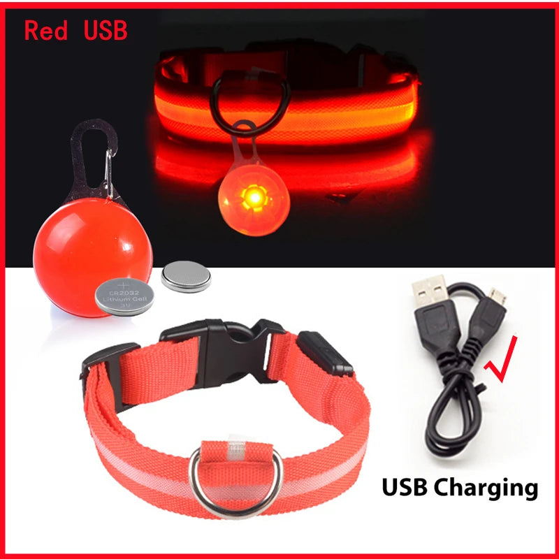 COOYOMOO USB Charging Glowing Dog Collar With Pendant LED Light