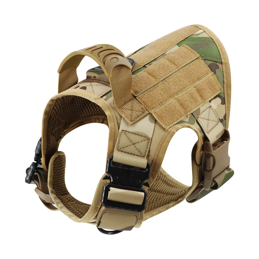 PETRAVEL CN Military Dog Harness Vest Leash Set With Patches