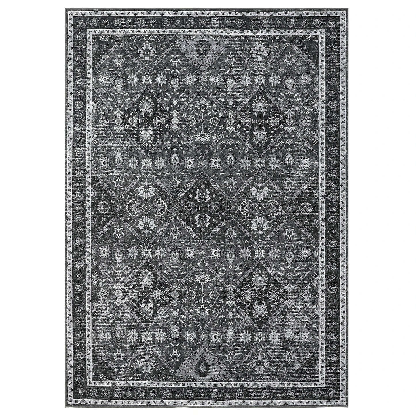 Geometric Moroccan Trellis Non Slip Washable Rug For Living Room