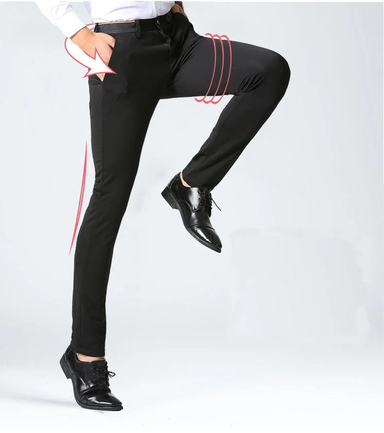 GOZBKF Mens Spring Autumn Business Dress Pants For Office