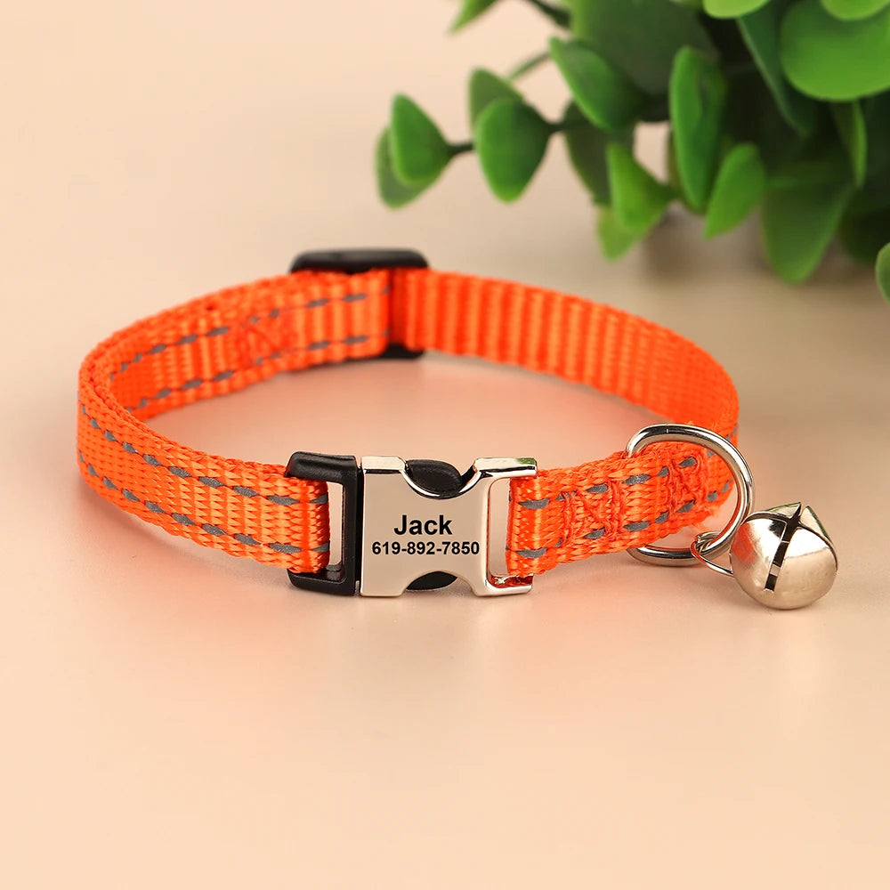 Personalized Cat And Small Dog Adjustable Collar With Engraved Name