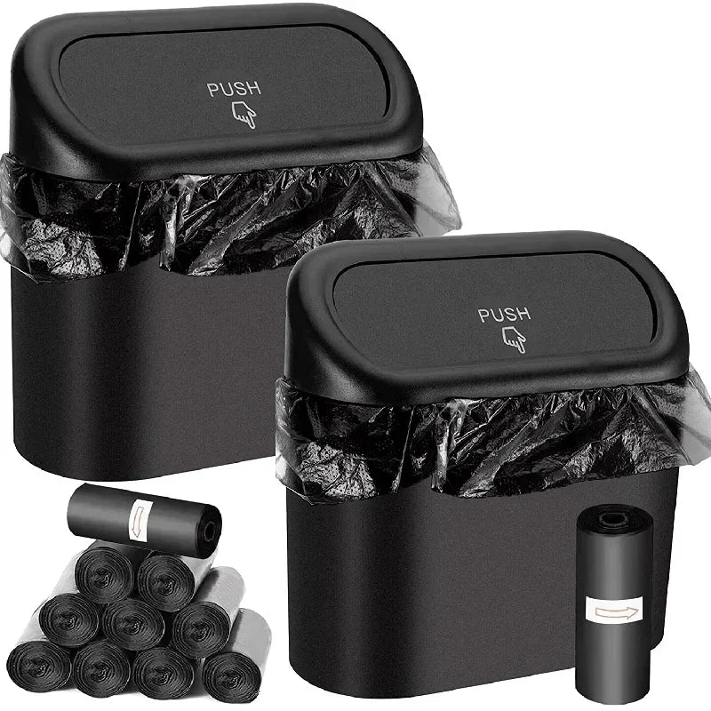 Car Trash Can With Lid Includes 60 Garbage Bags Leakproof Compact