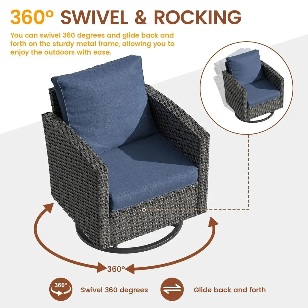Patio Furniture Set Outdoor Sectional Sofa With Swivel Chair