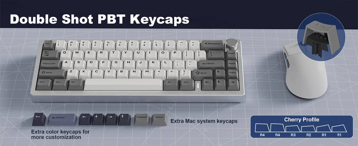 YUNZII AL68 Wireless Mechanical Keyboard With Knob QMK VIA