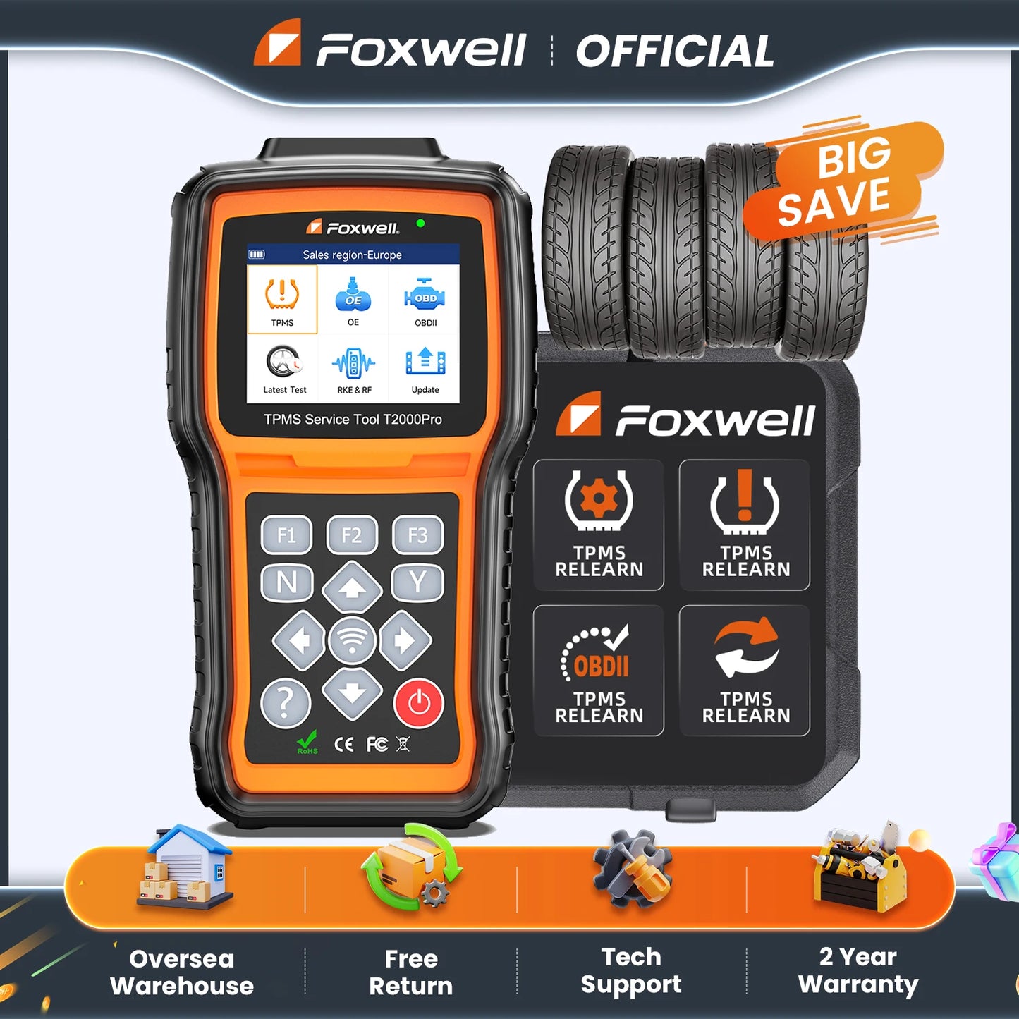 Foxwell T2000 Pro TPMS Relearn Tool For Auto Diagnostics