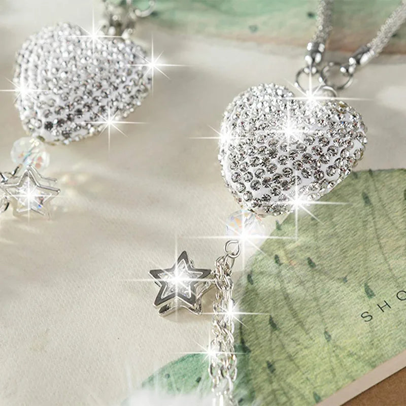 Fashion Diamond Crystal Hairball Car Rearview Mirror Pendant Ornament