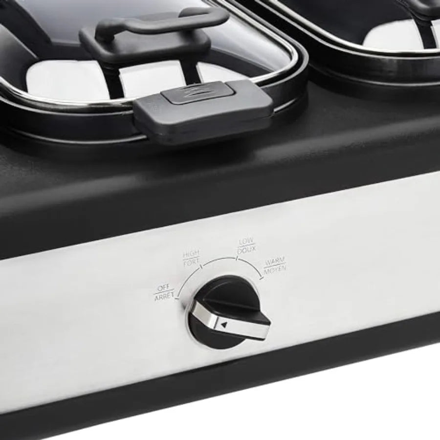 SHXI Triple Slow Cooker Stainless Steel Brushed Matte Finish Durable