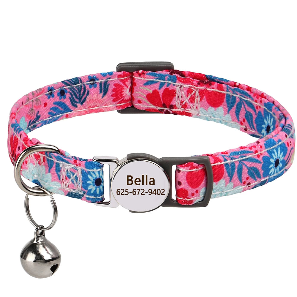 Personalized Cat And Small Dog Adjustable Collar With Engraved Name