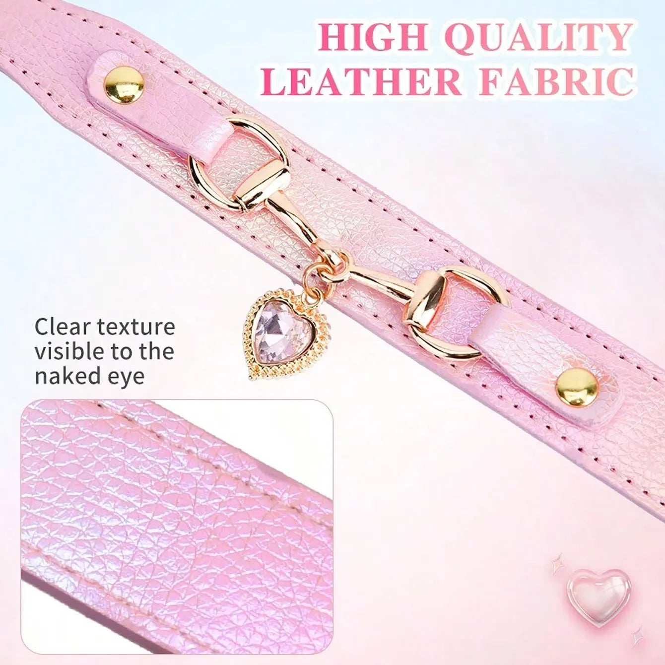 PU Leather Delicate Dog Collar Jeweled Gemstone Decoration