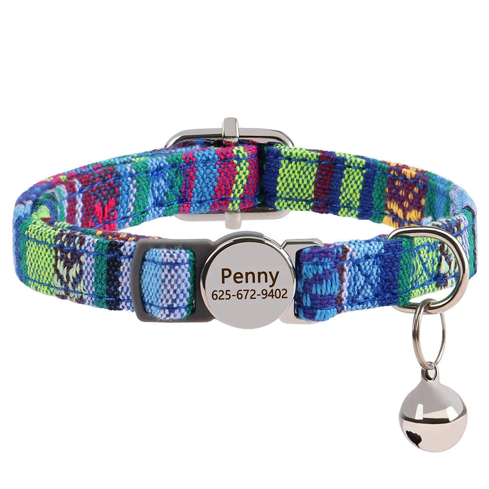 Personalized Cat And Small Dog Adjustable Collar With Engraved Name