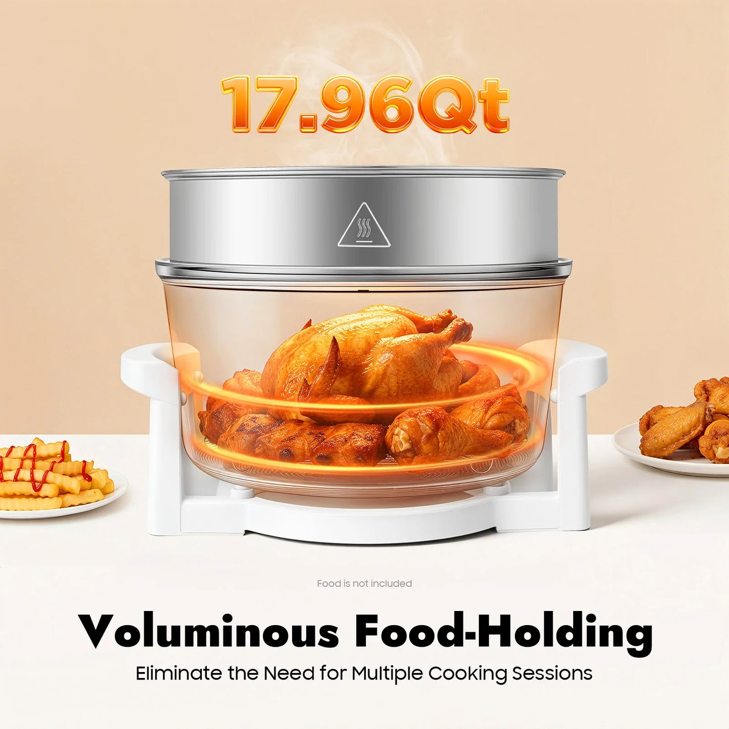 Visual Air Fryer 1200-1400W 360 Degree Hot Air Circulation Oil Free Cooker