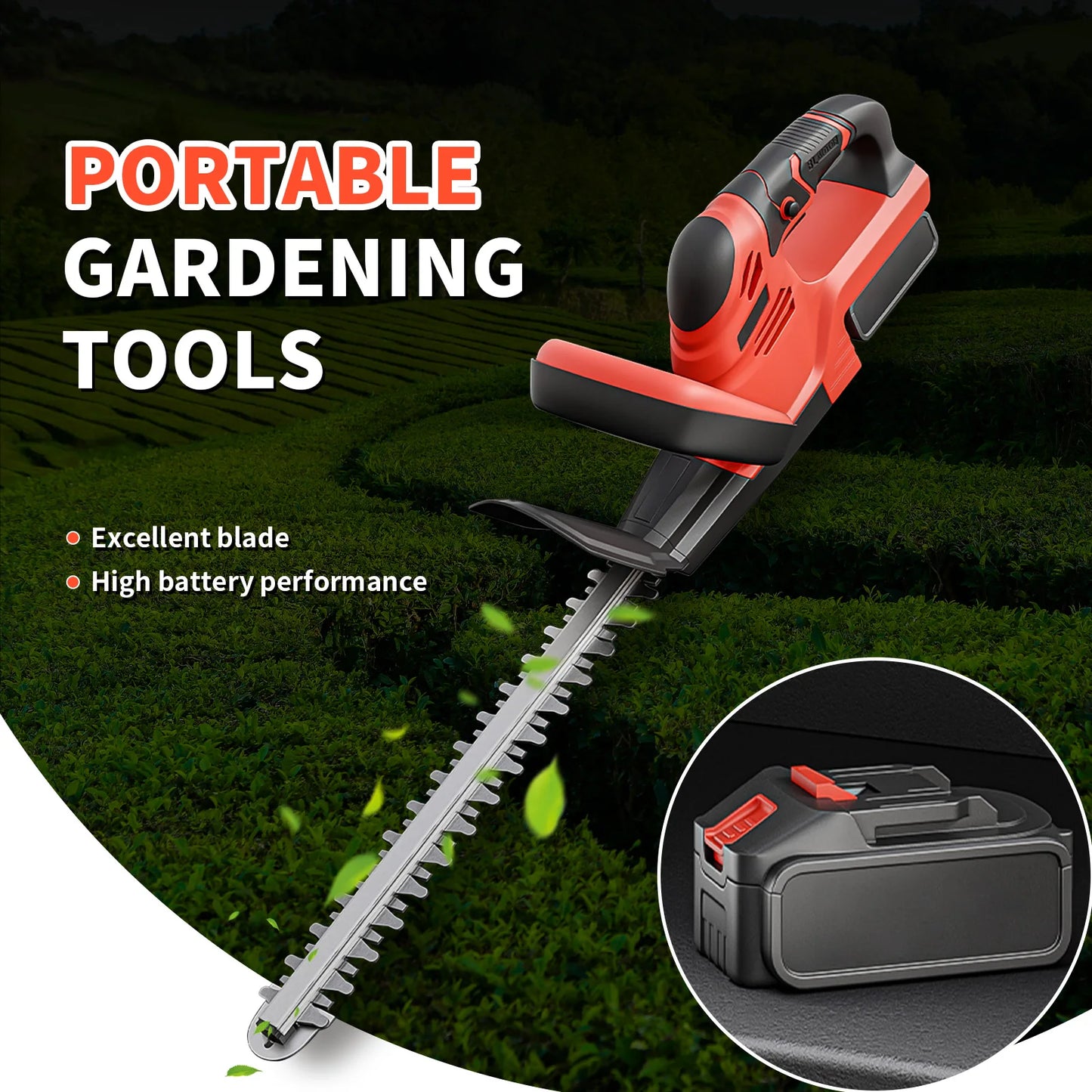 Cordless Hedge Trimmer 22 Inch Electric With Battery Charger