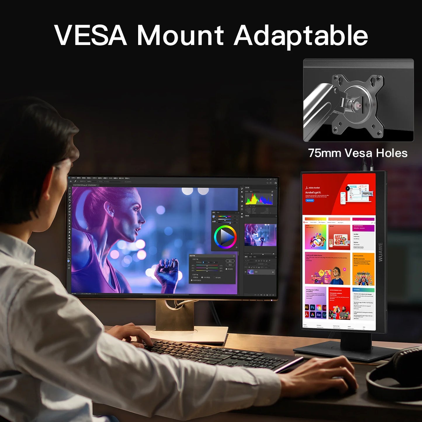 WUAWE Portable Laptop Monitor 1080P HDR USB-C HDMI