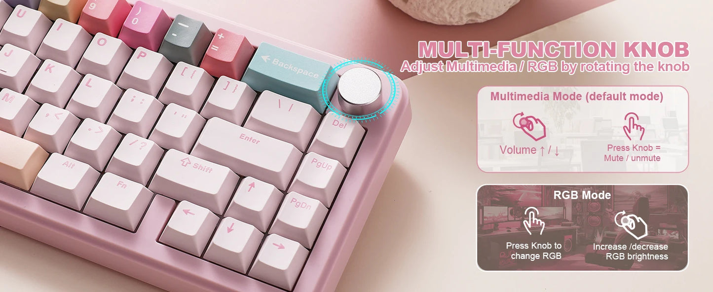 YUNZII B68 Wireless Mechanical Gaming Keyboard Tri Mode Hot Swappable