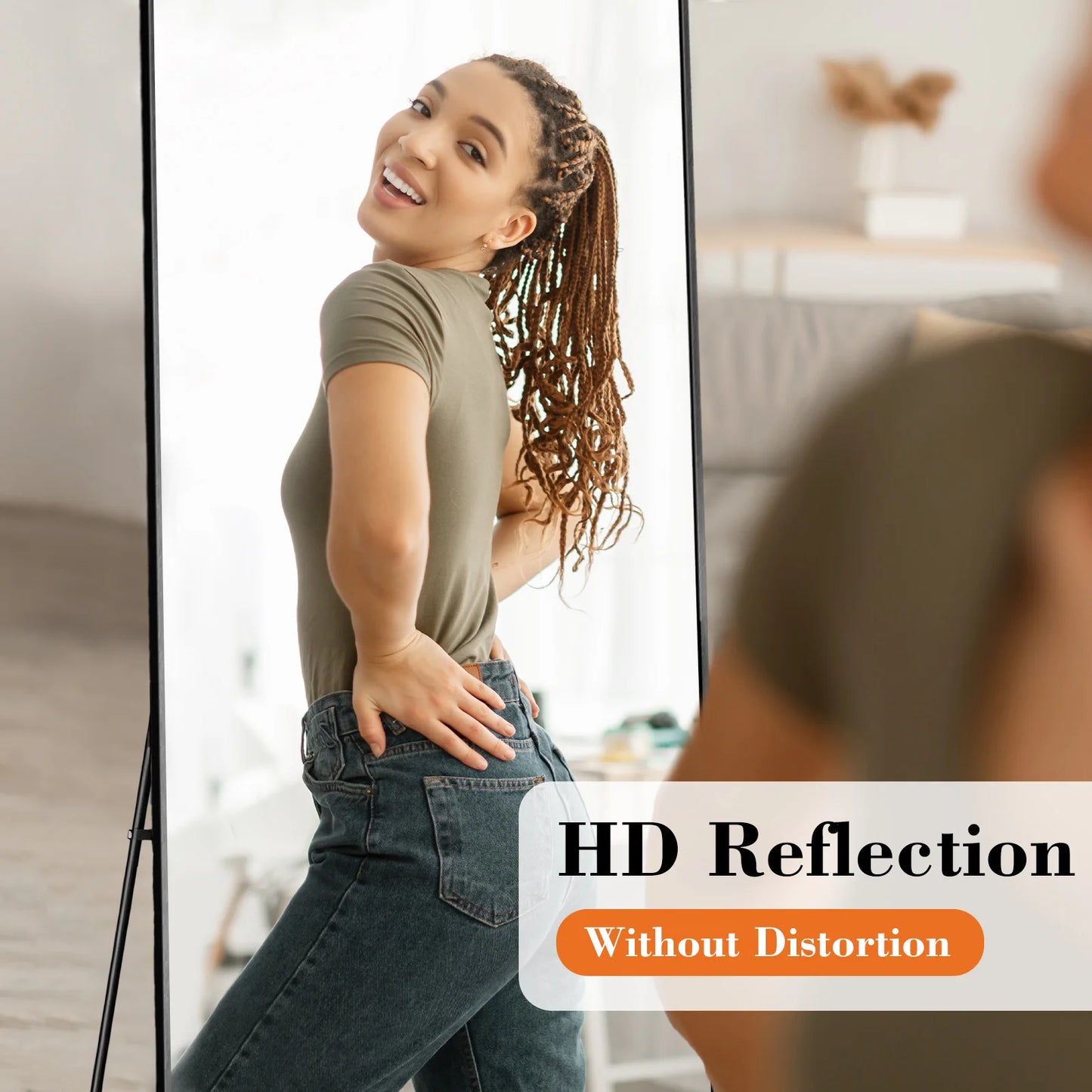 JHK Body Wall Mirror With Aluminum Frame For Living Room