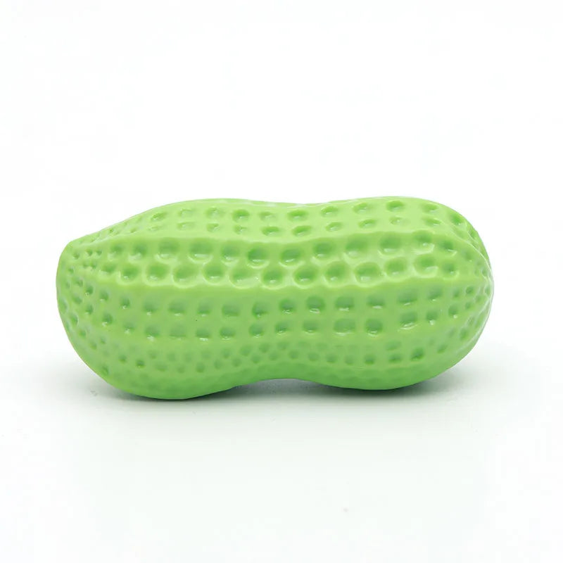 Dog Peanut Shaped Chew Toy Squeaker Rubber Teething Toy